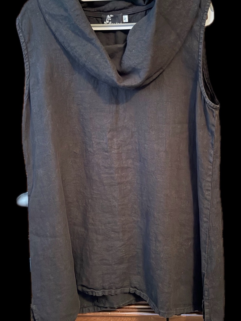 Sleeveless Black Cowl Neck Women's Top